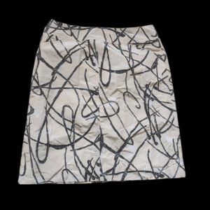 ---  White Black Printed Pencil Skirt Size 14
